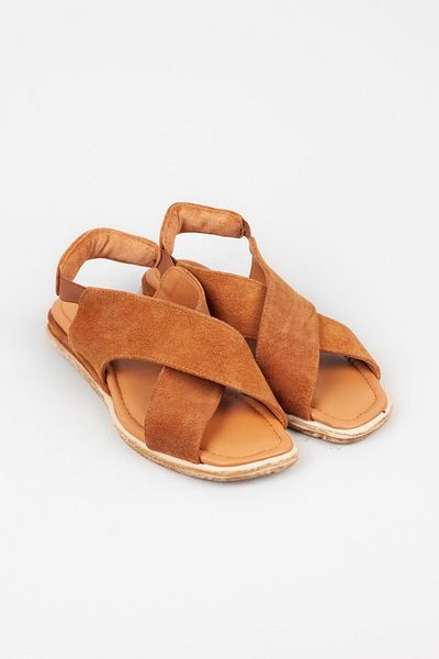 Adım Adım Women's Genuine Leather Extra Flexible Flat Sandals with Elastic Back