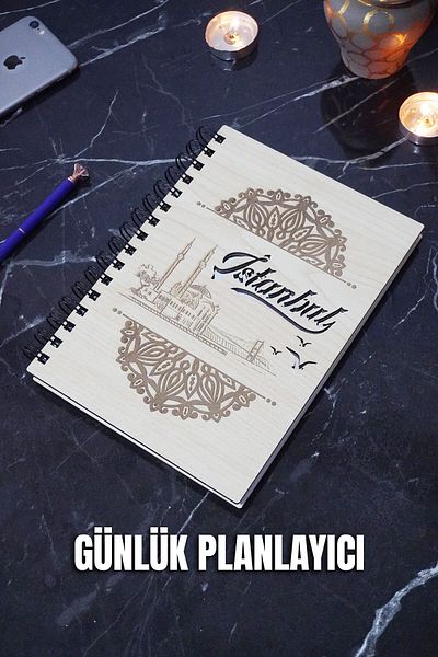 markcat Istanbul Design Wooden Cover Daily Planner - Σημειωματάριο ατελείωτου προγραμματισμού - Ατελείωτο ημερολόγιο - A5