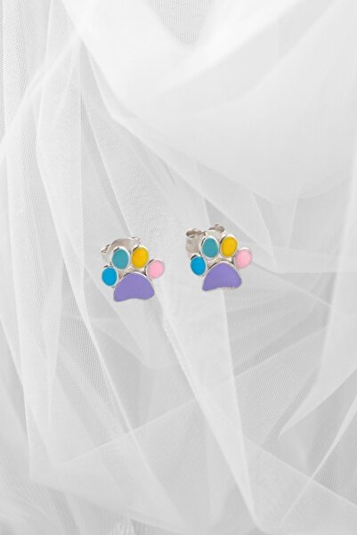 byess 925 Ayar Gümüş Mineli Pati Çocuk Küpesi