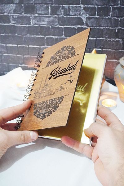 markcat Σημειωματάριο σχεδιασμού Istanbul Design Wood Cover - Ανώμαλη ημερολόγιο χωρίς ημερομηνία - Σημειωματάριο ημερήσιου προγραμματισμού (CEVİZ) A5