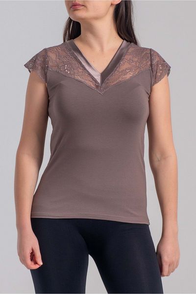 Belinay 8027 Women's Lycra Lace V-Neck Body Mink L