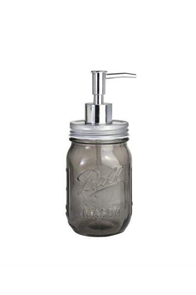 Sia CAM SIVI SABUNLUK,ÇİÇEK DESENLİ GRİ 8X8X10CM 420ML BANYO SETİ