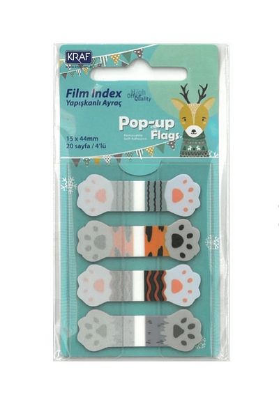 KRAF Film index (PP) 15x44mm.4'lux20yp. Semn de carte adeziv cu model pop-up KRAF 41544