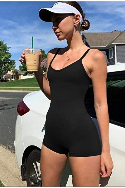 ZF BUTİK Černá Strappy zotavovací kombinéza