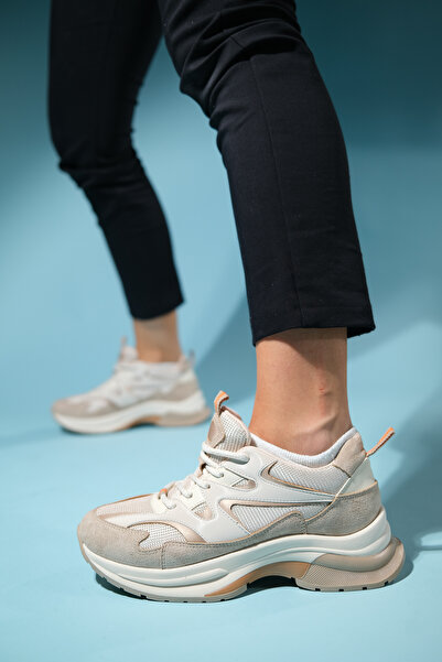 LuviShoes BUREN bézs női vastagtalpú sportcipő