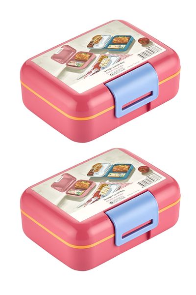 Vagonlife (SET DE 2) Cutie de prânz cu două etaje, cu două compartimente, recipient pentru depozitarea alimentelor, set de cuțite cu furculiță, lingură