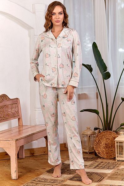 Cossy By Aqua CossybyAqua 24000-38 Set de pijamale cu detalii cu model
