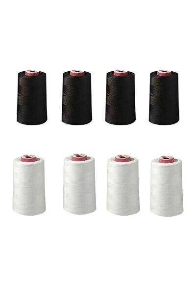 Genel Markalar Bükümsüz Overlok Ipliği Ev Tipi(4 AD. BEYAZ 4 AD. SİYAH) (AÇIKLAMAYI OKUYUNUZ)