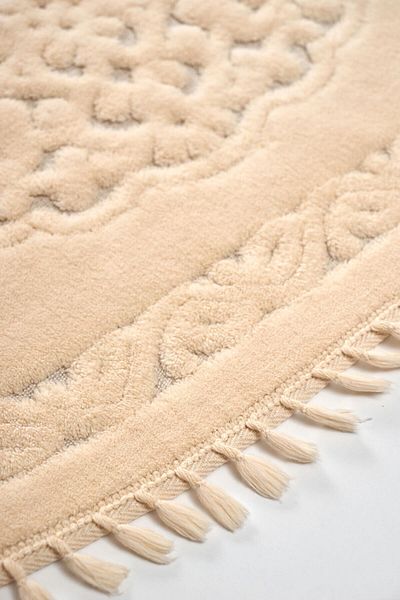 Alanur Home Alanur Ottoman Oval Cotton Fringed 2-Piece Mat Cappuccino