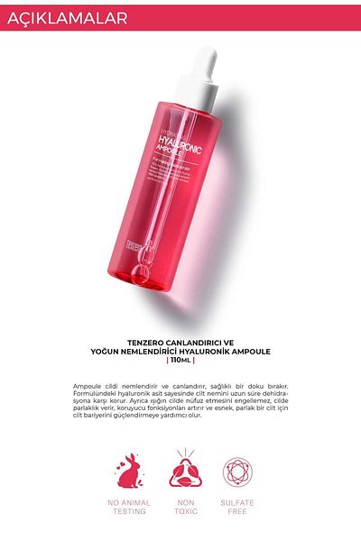 TENZERO 110ml Hyaluronic Acid Ampoule Serum - Revitalizing and Intensive Moisturizing
