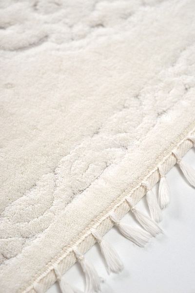 Alanur Home Ottoman Cotton Fringed 2-Piece Mat Cream