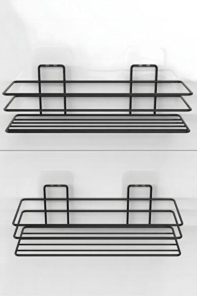 ALSİ HOME Yapışkanlı Mutfak Düzenleyici Mutfak Aksesuar Baharatlık Yağdanlık Rafı Askılık 2 Li Set