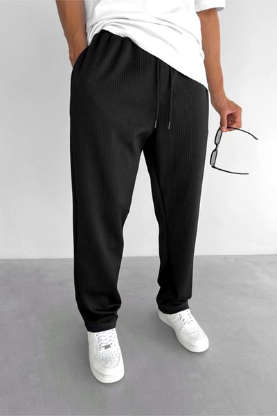 MADZEYMODA Ανδρικό Jogger με μαύρο κορδόνι Baggy Fit Loose Fit