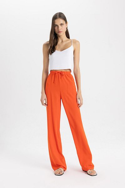 DeFacto Hose mit hoher Taille, Leinenmischung, Taschen und weitem Bein – B4211ax24sm