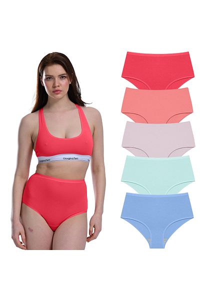 GIORGINA FERRI Lycra Box of 5 Premium High Waist Panties Suitable for Daily Use Berry G-007 D