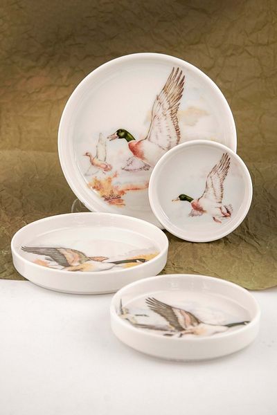 Bursa Porselen Dekor Waterfowl 4 size plate set