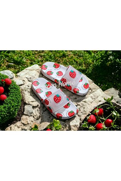 ÇEÇEN HOME Women's-Youth-Child Slippers Strawberry Figured Summer Daily Beach Slippers