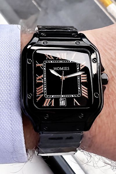 Homies Men's Wristwatch 3 Atm Waterproof Black Color Steel Cord + Bracelet Gift HME2052C5