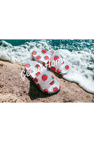 ÇEÇEN HOME Women's-Youth-Child Slippers Strawberry Figured Summer Daily Beach Slippers