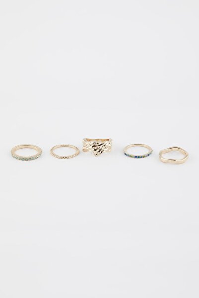 DeFacto Γυναικείο χρυσό δαχτυλίδι 5 τεμαχίων C7217axns
