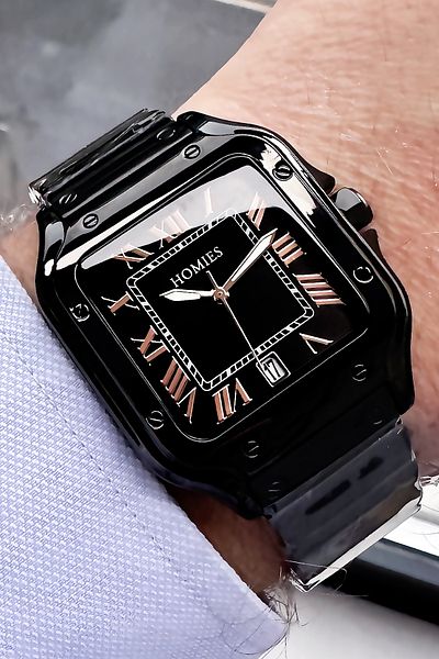 Homies Men's Wristwatch 3 Atm Waterproof Black Color Steel Cord + Bracelet Gift HME2052C5