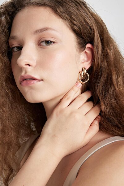 DeFacto Women's Hoop Gold Earrings C7024AXNS