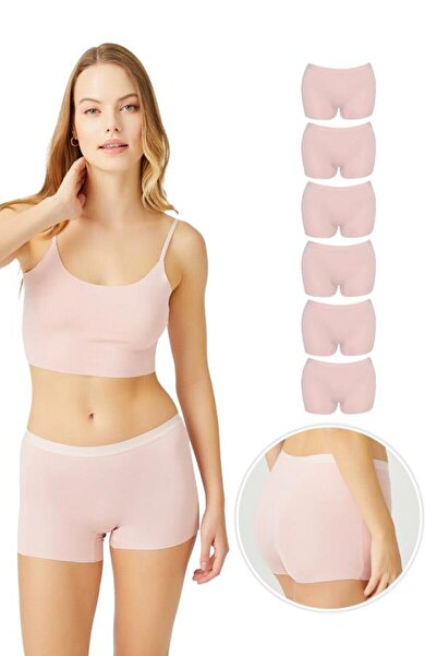 Cottonhill Basic Laser Cut Seamless Women's Boxer Briefs 6-Pack-3