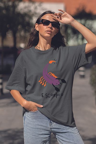 Serbella TREND Unisex Oversize Scorpio Printed T-Shirt -065781-81347