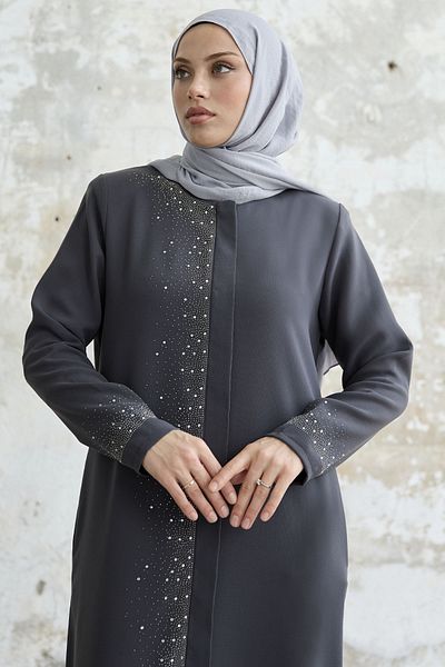 InStyle فيراس مطرز بالحجر الأيمن - أنثراسايت