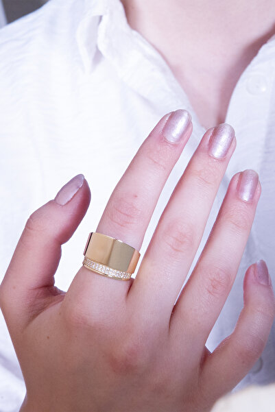 Adil İdil Kuyumculuk İnce Taş Sıralı Plakalı Yüzük