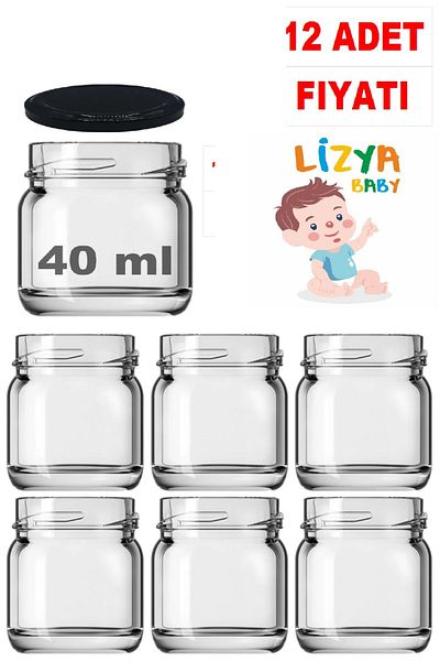 LİZYA BABY Mini-small 40 Cc Glass Jar Specimen, Food, Jam, Honey, Wedding And Henna Confectionery Black Jar With Lid