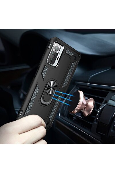 emybox Xiaomi Poco X3 NfC / Pro Yüzüklü Kamera Korumalı Köşe Korumalı Tank Zırh Telefon Kılıfı Kapak