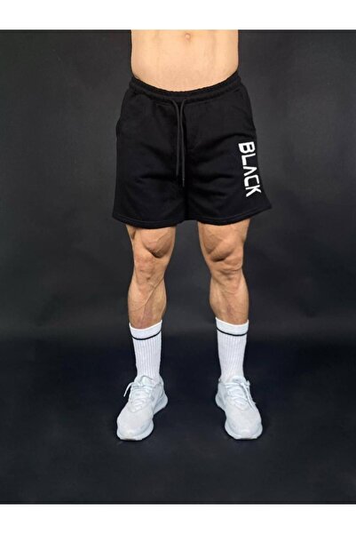 NETTENSTORE Siyah Erkek Fit Cepli spor Şort