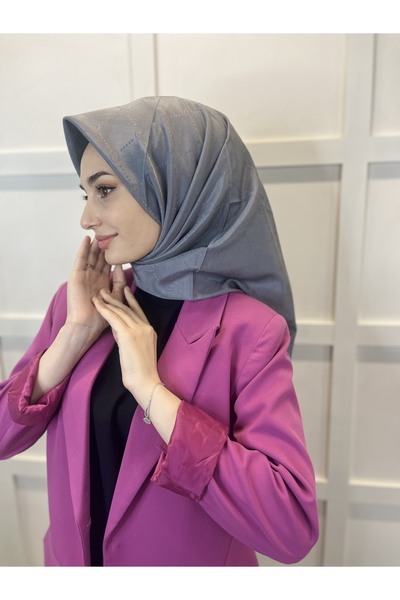 PİRAMİT Κασκόλ Jacquard Monogram, Μονόγραμμα Πυραμίδας, Κασκόλ με σχέδιο ανοιχτό γκρι 01009