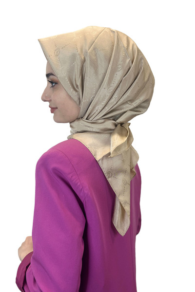 PİRAMİT وشاح جاكار مونوغرام، مونوغرام هرمي، وشاح بيج منقوش 01009