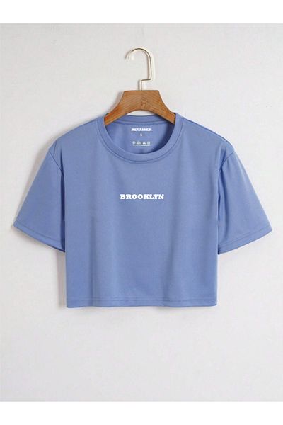 Revasser Tricou crop oversize din bumbac colorat Brooklyn - decolteu, imprimat personalizat