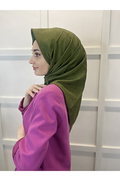 PİRAMİT Κασκόλ Jacquard Monogram, Μονόγραμμα Πυραμίδας, Κασκόλ Χακί με σχέδιο 01009