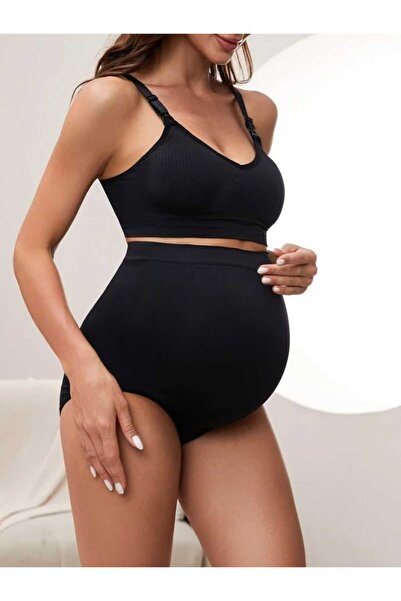 MADALİNA Black Maternity Panties - 95% Cotton Women