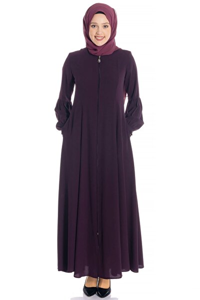 Beyza Alya Fermuarlı Kloş Mürdüm Ferace 668