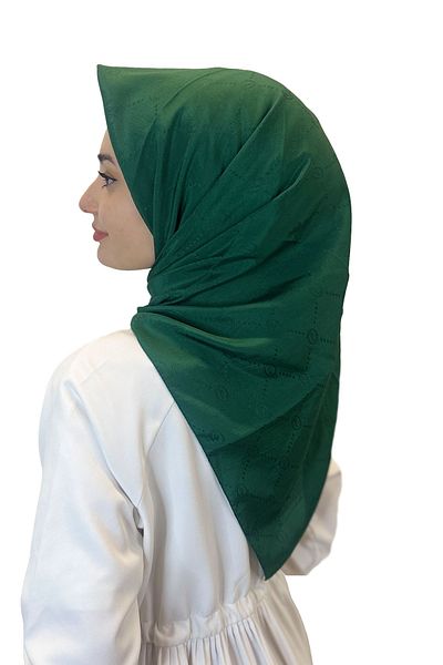 PİRAMİT Jacquard Monogram Scarf, Pyramid Monogram, Patterned Emerald Scarf 01009