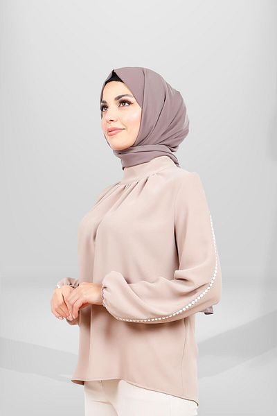Beyza 4060 Μοντέλο Hijab Milk Coffee Μπλούζα