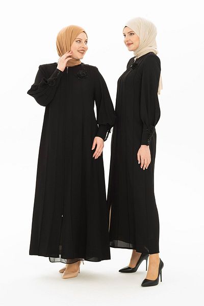 Beyza Elite Black Ferace 3320 - Με κομψά αξεσουάρ