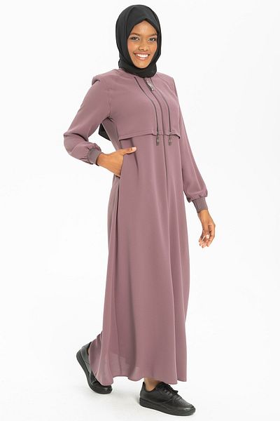 Beyza Плажна суичър Cappuccino Abaya 3511 - Детайл с двоен цип