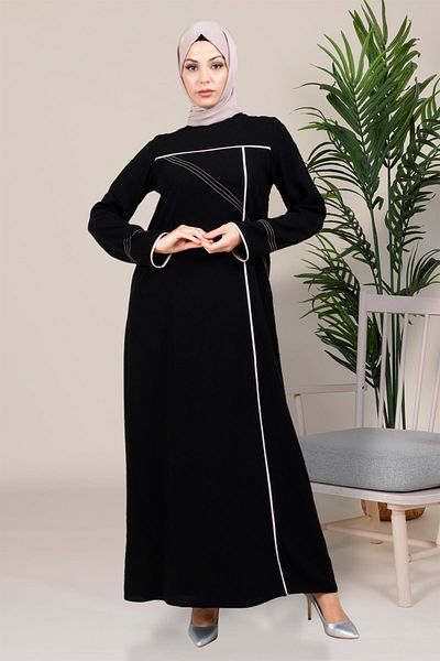 Beyza Sports Stitched Hijab Μαύρο Φόρεμα - 5478