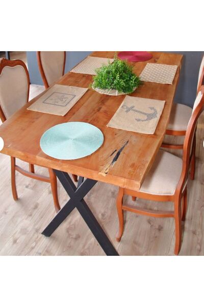 A NEW START Metal Ayak Masa Ayağı Ahşap Kütük Masif Çalışma Yemek Mutfak Ofis...