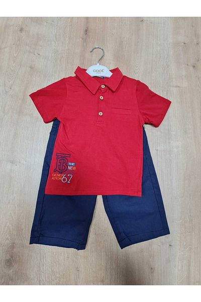 Cool Exclusive Boy's Polo Neck Embroidered T-shirt Set