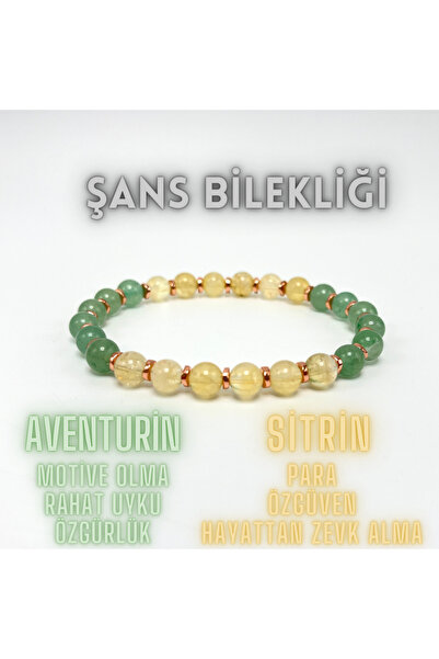 YILDIZ DOĞAL TAŞ SERTİFİKALI Şans Bilekliği Doğal Taş  6mm Misinalı Aventurin...