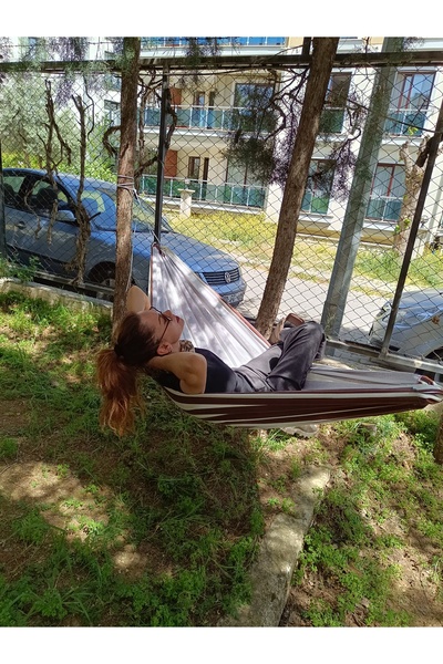 arslan deco Kumaş Hamak, Bez Hamak,tekne Hamağı,sağlam Hamak, Geniş Hamak Kahverengi Xl Hamak, Bahçe Hamağı