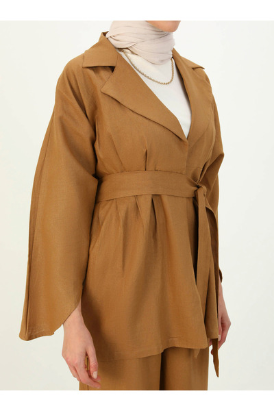 Benin Linen Jacket & Pants Set - Camel - Benin
