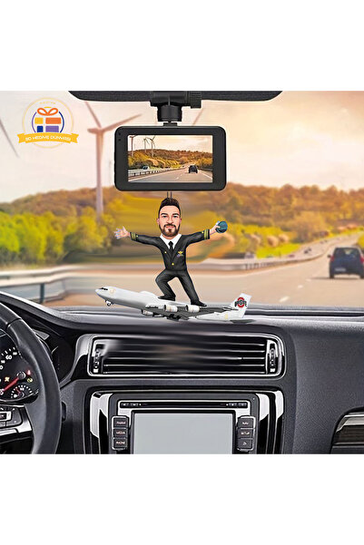 3D Hediye Dünyası Pilot uçak üstünde uçak pilotu karikatürü Araba Dikiz ayna ...